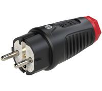 PCE 0521-sr Fiche électrique mâle avec terre caoutchouc, Thermoplastique 250 V noir, rouge IP54
