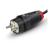 PCE 0521-sr Taurus2 Fiche de Sécurité 16A 250V - Fiche Caoutchouc IP54 Noir | Connecteur hybride CEE 7/7 type E/F avec borne à vis, résistant aux chocs IK09 pour chantier, atelier et usage extérieur.