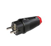 PCE Fiche électrique mâle 0522-sr avec terre, tout caoutchouc/thermoplastique 250 V IP54 noir/rouge