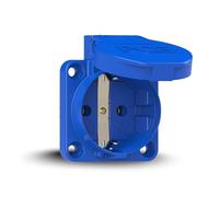 PCE 105-0bw Prise de Courant Semi-encastrée IP44 Bleu, 1 Pièce | Prise électrique encastrable robuste et étanche pour installation murale intérieure ou extérieure avec clapet de protection