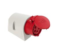 PCE 115-6 Prise Murale CEE 16A 5 Pôles 400V IP44, Prise Industrielle Rouge | Boîtier PA6 robuste avec bornes à vis, montage apparent pour atelier et chantier, protection contre projections d'eau