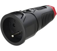 PCE 2410-src Fiche électrique femelle avec terre plastique, caoutchouc 230 V noir IP20