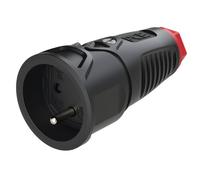 PCE 2410-src Fiche électrique femelle avec terre plastique, caoutchouc 230 V noir IP20