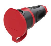 PCE 2411-sr Fiche électrique femelle avec terre caoutchouc, plastique 230 V noir, rouge IP54