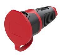 PCE 2411-src Fiche électrique femelle avec terre caoutchouc, plastique 230 V noir, rouge IP54