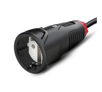PCE 2510-sr Taurus2 Coupleur Schuko en Caoutchouc IP20 - Connecteur 16A | Raccord robuste pour cable et rallonge, prise 250V a 2 broches, contact de protection ideal pour l'interieur