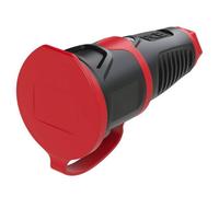 PCE 2511-sr Fiche électrique femelle avec terre caoutchouc, Thermoplastique 250 V noir, rouge IP54