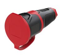 PCE 2511-sr Fiche électrique femelle avec terre caoutchouc, Thermoplastique 250 V noir, rouge IP54