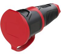 PCE 2511-src Fiche électrique femelle avec terre caoutchouc, plastique 230 V noir, rouge IP54