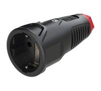 PCE 2520-sr Fiche électrique femelle avec terre caoutchouc, Thermoplastique 250 V noir, rouge IP20