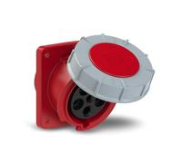 PCE 435-6 Prise Murale CEE 63A 5 Pôles 6h IP67 Power Twist Industrielle | Boîtier résistant aux chocs IK10, bride 100x112 mm, raccordement à vis 6-25 mm², prise de courant fort étanche IP66/67