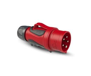 PCE 70153-6 Connecteur Inverseur de Phase CEE 16A 5p 6h IP54 GRIP 400V | Fiche industrielle rouge 3P+N+PE, contacts nickelés, bornes à vis, boîtier robuste 2K résistant aux chocs et températures