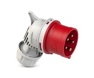PCE 8025-6 Fiche Coudée CEE 32A 5 Pôles 400V IP44 Twist Rouge | Fiche industrielle pour courant fort 6h, connecteur de chantier robuste en PC/ABS, idéal pour atelier et caravane