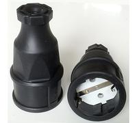 PCE Fiche électrique Femelle avec Terre 2510-s Caoutchouc 230 V Noir IP20
