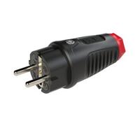 PCE Fiche électrique mâle 0522-sr avec terre, tout caoutchouc/thermoplastique 250 V IP54 noir/rouge