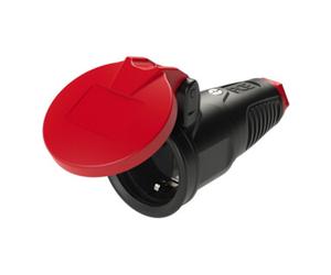 PCE Schutzkontaktkupplung IP54 en caoutchouc plein + couvercle rabattable 16A / 250V AC / 3p (2P+E) Quantité:1