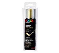 [PCF350/3A GSW] Posca Set de 3 marqueurs PC350 pinceau Or - Argent - Blanc