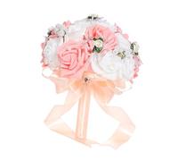 PciDinFo Bouquet de Mariage Romantique Ruban Fleur Artificielle Rose Centre de Table Main Légère Accessoire Décoration Mariage Adapté pour Mariage Proposition, Rose