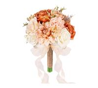 PciDinFo Bouquet de Mariée Artificiel et Fleurs pour Une Ambiance Romantique, de Feuilles et D'un Ruban Décoratif. Ne Se Décolore Pas. Convient pour, Champagne Rose