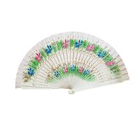 PciDinFo Éventail Pliant Espagnol Peint à La Main Accessoire de Danse Portable Bois Tissu Ornement Original pour Femmes Mariage Performance Décoration, Blanc