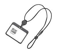 PciDinFo Porte-badge Infirmier avec Cordon Rétractable Support de Carte d'Identité Extensible Housse Étanche Transparente Coque de Protection en PP Convenant, Noir Horizontal