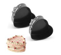 pclapora 2 Pièces Moule à Charnière, 11 cm Moule à Gàteau, Forme de Cœur Moules à Charnière, Cœur Moules à Pâtisserie, Idéal Gâteaux Démoulage Facile avec Fond Amovible, Démontable, Noir