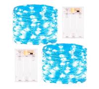 PCORES 2Pack Lumières de Fées Bleu Glace Alimentées par Piles avec Minuteur, Étanchées 10m 100LED Guirlandes Lumineuses Intérieur Extérieur, Guirlandes de Cuivre pour Chambre, Noël, Fêtes, Mariages