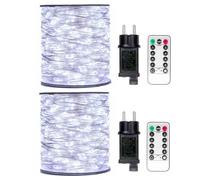 PCORES Guirlandes Lumineuses 200 LEDs - Lot de 2 x 20M/66FT, Fils de Cuivre Argenté avec Télécommande & Minuterie, 8 Modes, Étanche IP44, Blanc Froid - Dimmable pour Mariage, Fête, Décoration de Noël