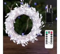 PCORES Les Lumières Fées Branchables, 15mètre 500LED Blanc Froid Fil Argenté Feux d'Artifice Lucioles avec Commande à Distance, Étanches Fils Cuivrés pour Décoration de Chambre, Couronne