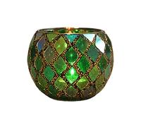 Pcscevcr Bougeoir en verre en mosaïque - Style vintage romantique - Photophore en verre brisé - Pour décoration de fête de mariage (vert)