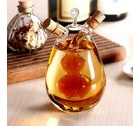Pcscevcr Distributeur d'huile et de vinaigre 2 en 1 en verre transparent avec bouchons en liège, fournitures de cuisine, bocal en verre (forme ovale)