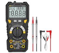 PCWork PCW02A Multimètre numérique professionnel 1000 V, TRUE RMS, grand écran LCD, gamme automatique, prises LED éclairées, ampèremètre, tensiomètre, testeur de continuité, appareil de mesure de