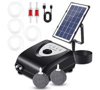 PCXWTLN Aérateur de bassin solaire, pompe à air de bassin solaire 3W avec 2 pierres à bulles d'air, 0,9L/MIN, protection contre la surcharge, oxygénateur pour aquarium de jardin, aquarium de poisson