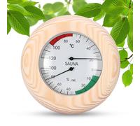 PCXWTLN Thermomètre hygromètre de sauna 2 en 1 en bois pour sauna - Instruments de mesure numériques de sauna - Accessoires de sauna de haute précision pour mesurer la température et l'humidité (rond)