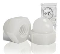 PD® Ecrou Borgne M4 (DIN 1587) | Ecrou Hexagonal en PA Nylon | Pour Vis, Boulons et Tiges Filetés | Plastique Blanc | Capuchons de Protection | 50 Pièces