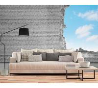 pdghsdkgjh Papier peint photo 3D effet brique et ciel, intissé, motif décoratif pour salon, chambre ou chambre d'enfant, 200 x 140 cm, stickers - Peinture sans cadre - Poster