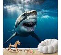 pdghsdkgjh Papier peint photo effet 3D requin sous-marin, motif moderne intissé pour salon, chambre ou chambre d'enfant, 200 x 140 cm, stickers - sans cadre - poster