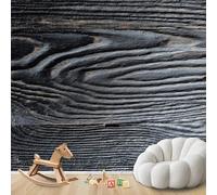 pdghsdkgjh Papier peint photo effet bois noir 3D grainé, intissé, motif moderne pour salon, chambre ou chambre d'enfant, 300 x 210 cm, stickers - Peinture sans cadre - Poster