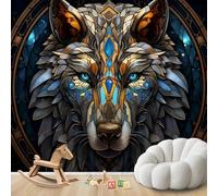 pdghsdkgjh Papier peint photo Loup géométrique Tête de loup, motif intissé moderne pour salon, chambre ou chambre d'enfant, 300 x 210 cm, stickers - Peinture sans cadre - Poster
