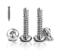PDKKFF 120 Pièces Torx Vis Autoforeuse Metal, M3.9x19mm Vis Autoperforante à Tôle Autotaraudeses Inox 410 Torx Tête Bombée Ronde DIN 7504 pour Aluminium Plastique Bois Tôle, Avec 1 TX15
