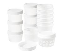 PDKKFF 20 pièces Petits bocal en plastique avec couvercle 120ml bocal de congélation,petits contenants réutilisables pour congélation,boîtes de rangement avec couvercle étanche,adapté au micro-ondes