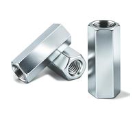 PDKKFF 25 Pièces Écrous longs M6x30 mm, Manchons filetés Hexagonal en Acier Galvanisé DIN6334, Rallonge pour Tige Filetée, Manchons d'espacement Écrou, Visserie pour bricolage et montage ménager