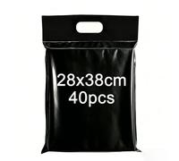 PDKKFF 40 pièces Enveloppe Plastique Expedition Noir 28x38cm, Pochette Envoie Colis Vinted avec Poignée, Emballage Colis Vinted, Autoadhésive Sac, Opaques Sachet pour Textiles et Boîtes à Chaussures