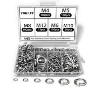 PDKKFF 445 Pièces Rondelles de Sécurité Fendues en Acier Inoxydable Set, Argent Rondelles à ressort M4/M5/M6/M8/M10/M12 -Form B DIN 127 pour Vis Ecrou Boulon