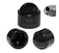 PDKKFF 60 Caches Écrous M5 -Clé 8 mm, Noir Caches Boulon en Plastique, Capuchon de Protection Hexagonaux- Cache Vis Décoratif, Protection Résistants à la Rouille