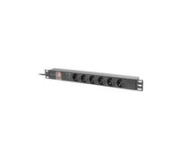 PDU Lanberg PDU-06F-0200-BK 6 Salidas Tipo F 1U Conmutado Monofásico 2m Aluminium Negro