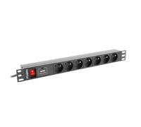 PDU Lanberg PDU-07E-0200-IEC-BK avec 7 Prises AC, 2 m, 2500 W, Noir