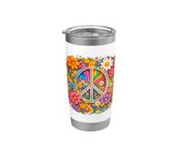 Peace Design with Flowers Gobelet isotherme en acier inoxydable double paroi