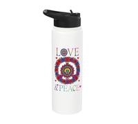 Peace Love 60s 70s Flower Power Hippie Outfit Stainless Steel Insulated Water Bottle