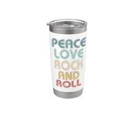 Peace Love Rock And Roll Rock'n'Roll Musique Gobelet isotherme en acier inoxydable double paroi